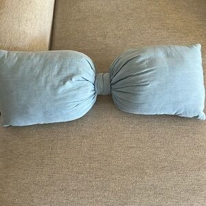 Loveshackfancy blue bow throw pillow